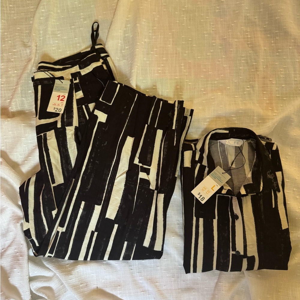 Primark Black and White Striped Pantsuit